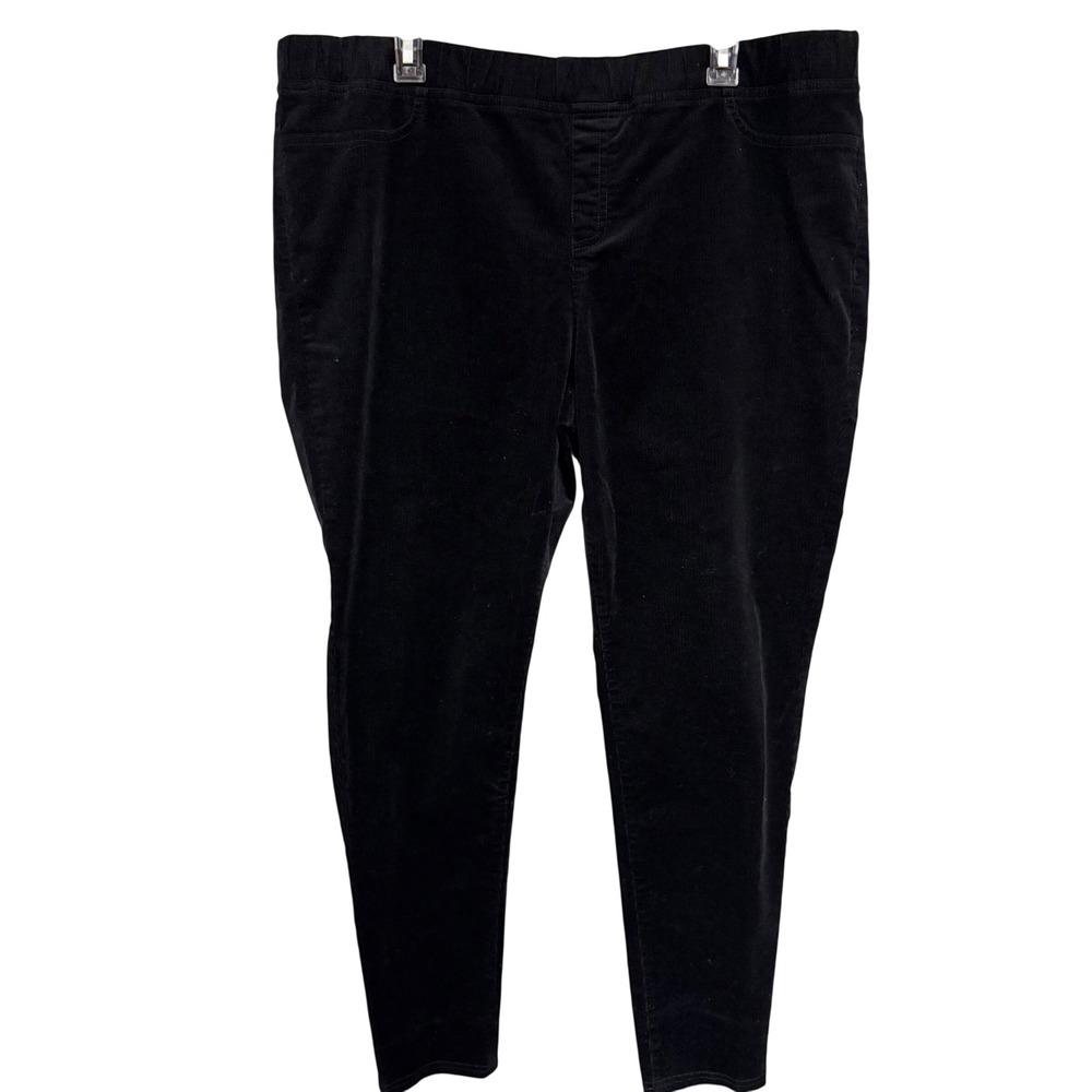 Eileen Fisher Black Organic Cotton Corduroy Pull On Leggings Size XL Stretch